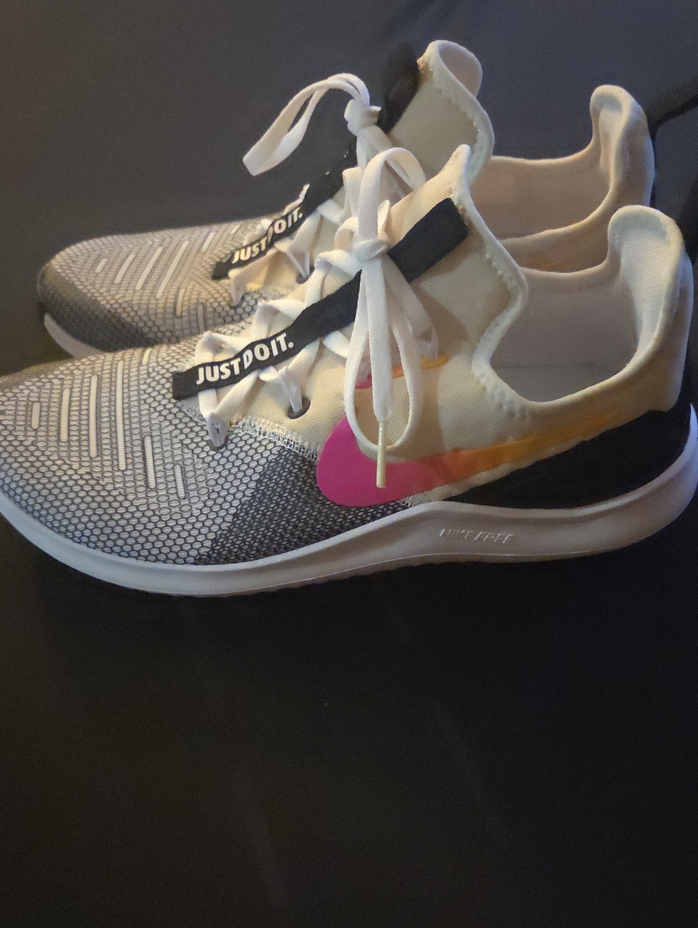 Nike Women’s Athletic Sneakers - White, Gray & Pink Swoosh